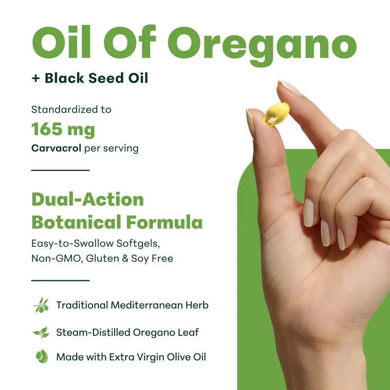 Micro Ingredients Oregano Oil with Black Seed Oil, 150/300 Softgel, 4X Strength Carvacrol & Thymoquinone | Plant Based, Non-Gmo
