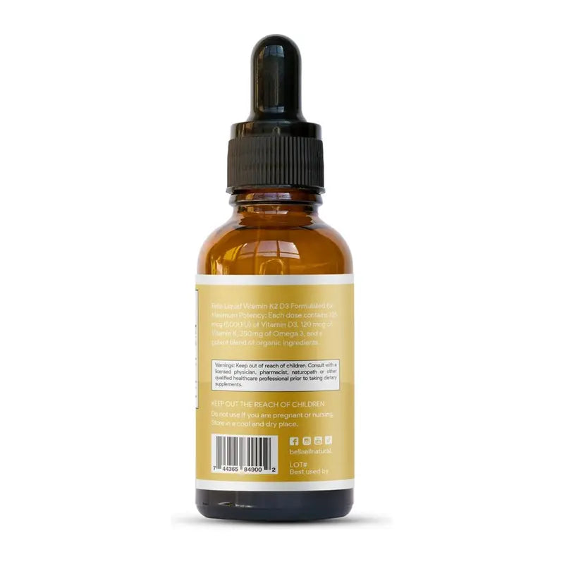 Bella All Natural D3 K2 Drops Organic Omega 3 MCT Oil 50Ml Supplement for Daily Health Needs