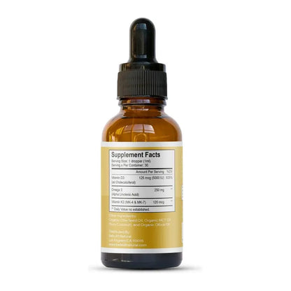 Bella All Natural D3 K2 Drops Organic Omega 3 MCT Oil 50Ml Supplement for Daily Health Needs